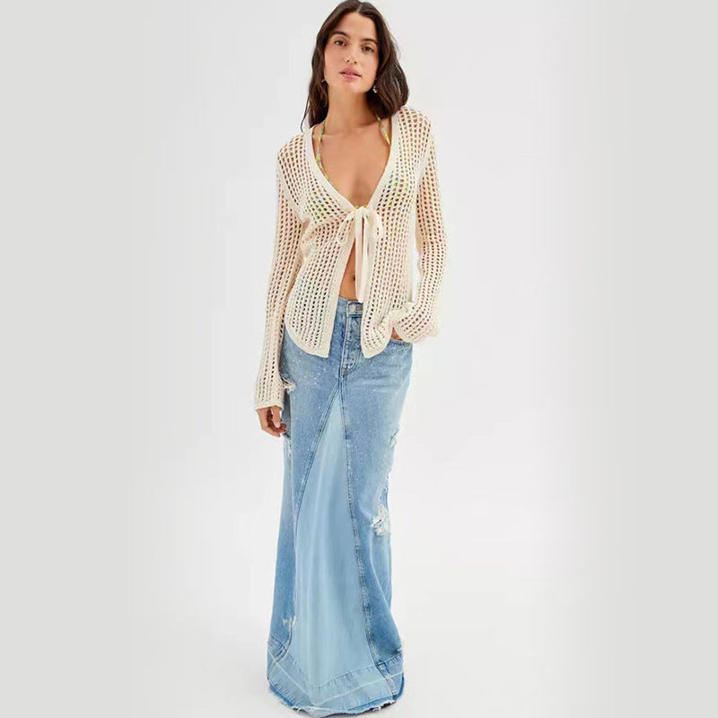 Kvinder Breezy Åben-Strik Cover-Up Cardigan Stilla