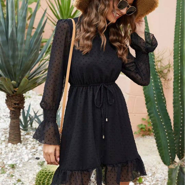 Femme Elegante Smocked Mini Kjole med Rynkekant Stilla