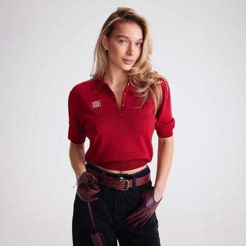 Kvinders polo shirt med elegant krave og fin strikkonstruktion Stilla