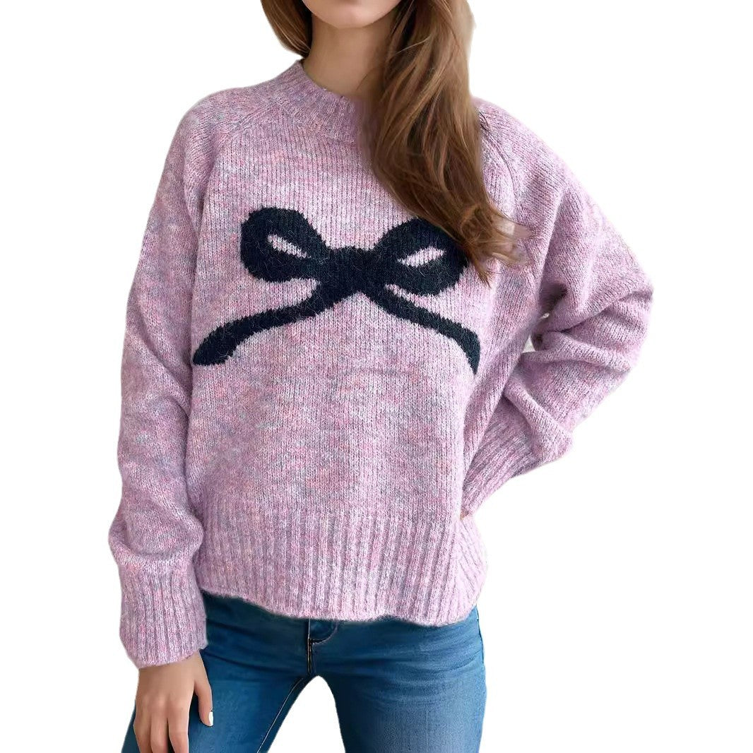 Kvindernes hyggelige sweater med sløjfemotiv Stilla