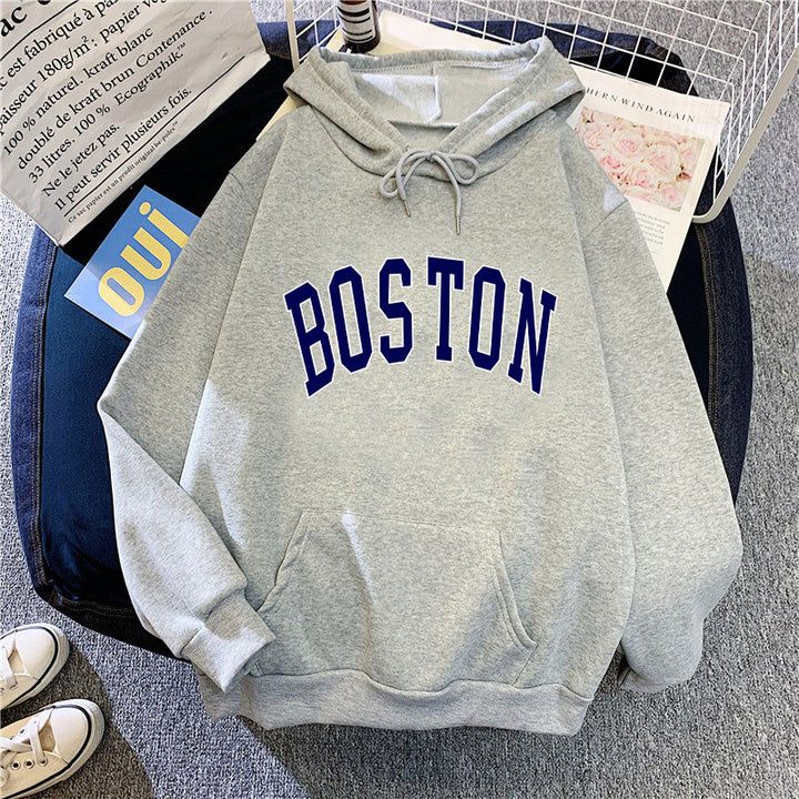 Dame hoodie med klassisk Boston print Skovae