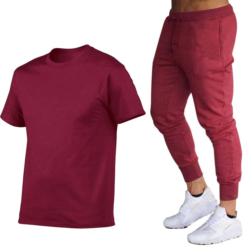 Herre sporty T-shirt og joggingbukser-sæt med funktionelt design Stilla