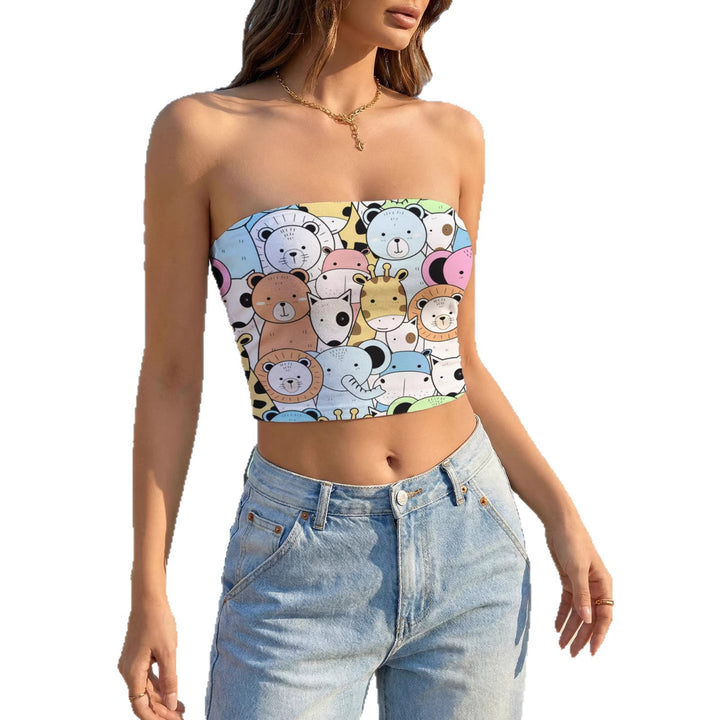 Dame Bandeau-top med kreativ marmor-design Skovae