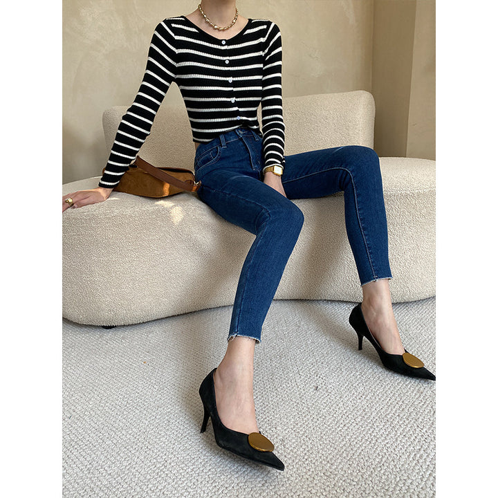Dame tætsiddende jeans med høj talje Stilla