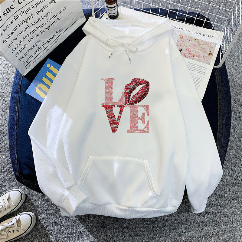 Kvinders hoodie med kreativ læbe-design Skovae