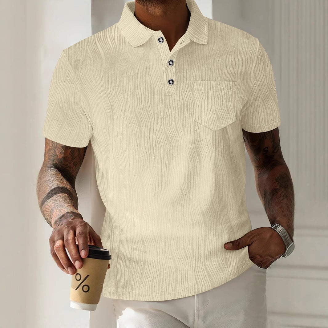 Herrer casual polo-shirt med struktureret design og praktisk brystlomme Stilla