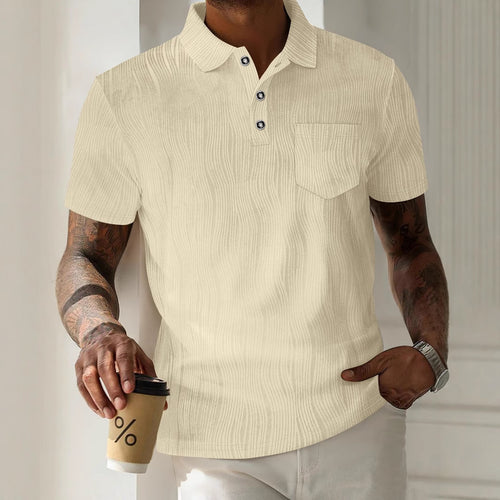Herrer casual polo-shirt med struktureret design og praktisk brystlomme Stilla