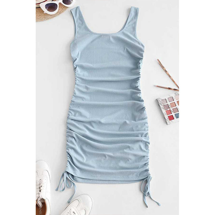 Dame Justerbar Rynket Bodycon Kjole Stilla