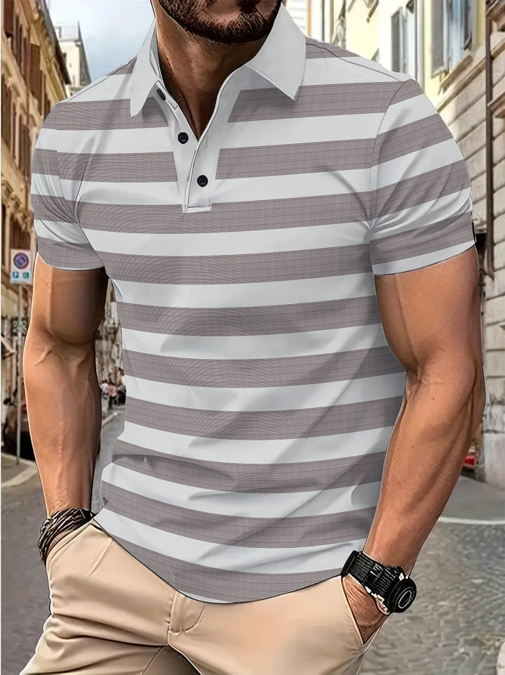 Herrer Poloshirt med moderne striber og åndbare egenskaber Stilla