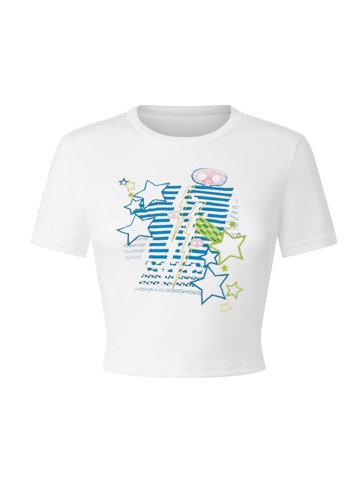 Dame T-shirt med livlige grafikker og unikt design Skovae