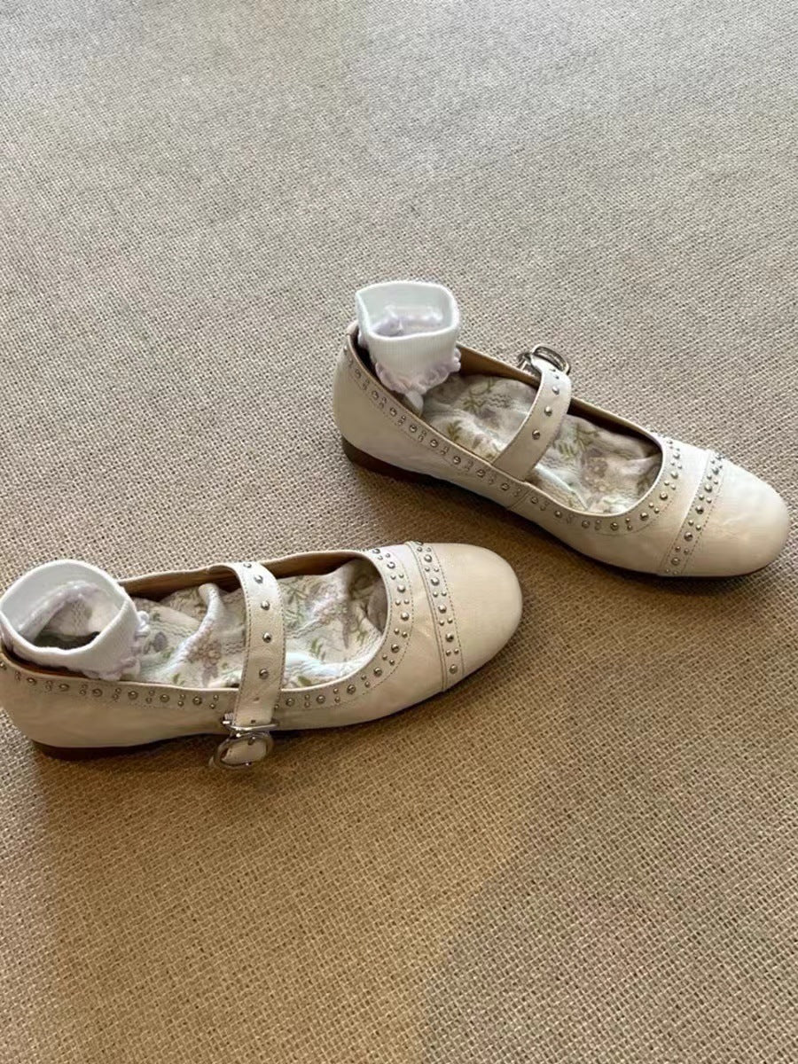 Dame Classic Mary Jane Ballerinas med nitter-detalje Stilla