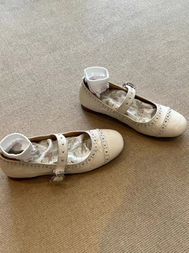 Dame Classic Mary Jane Ballerinas med nitter-detalje Stilla