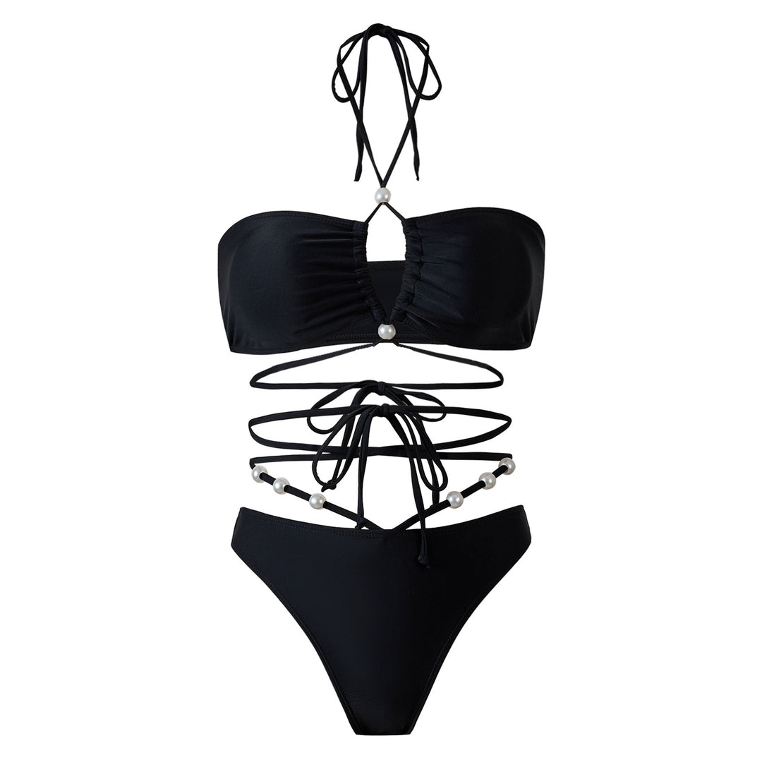 Dame Bikini-sæt med raffinerede bindinger og elegant indpakningsskørt Stilla