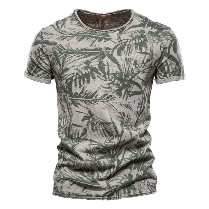 Herren T-Shirt med moderne palmeprint og behagelig pasform Stilla