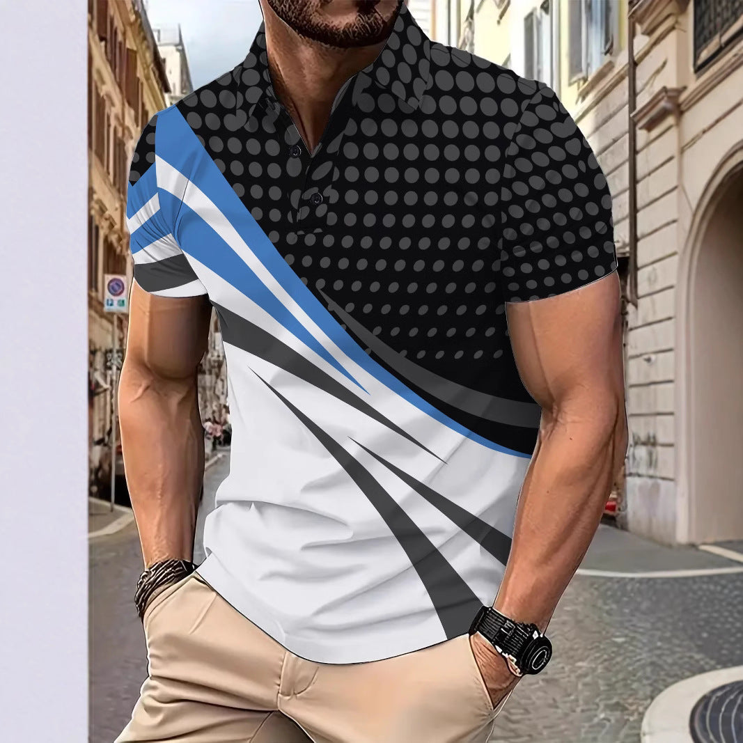 Herren poloshirt med dynamisk grafikdesign og høj kvalitets funktionsmateriale Stilla