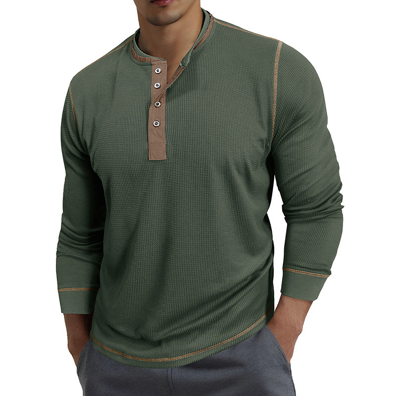 Herrer langærmet skjorte med moderne Henley-krave og fine detaljer Stilla