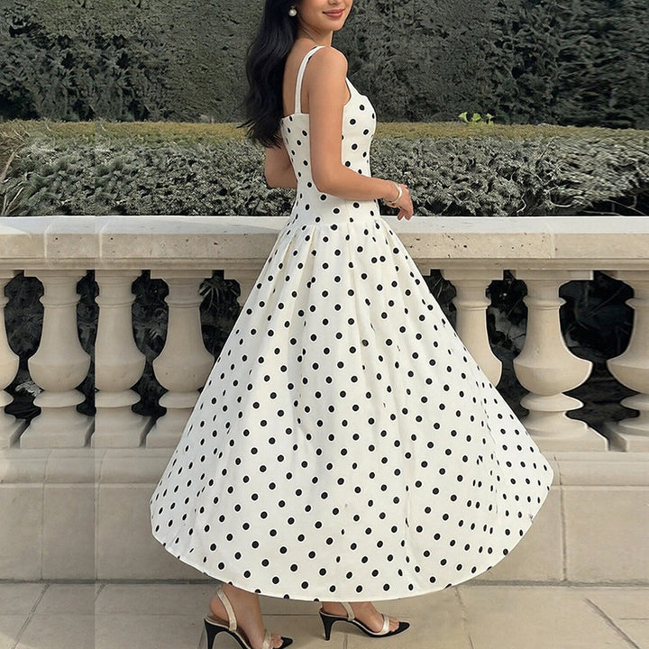 Kvinder Elegant Prikket Maxi Kjole Stilla