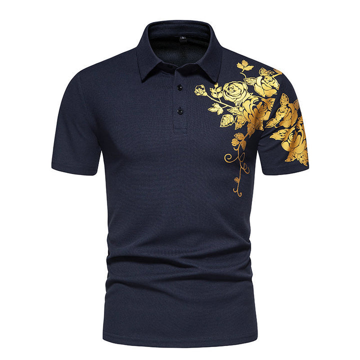 Herrer Floral Broderet Kortærmet Polo-Skjorte Stilla