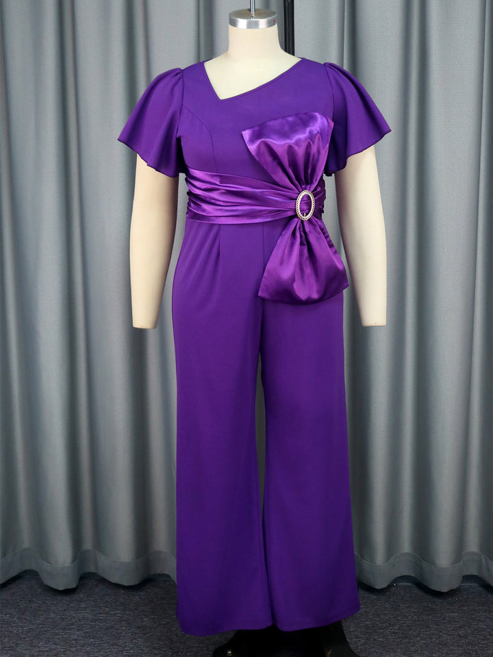 Dame elegant jumpsuit med dekorativ sløjfe-applikation Skovae