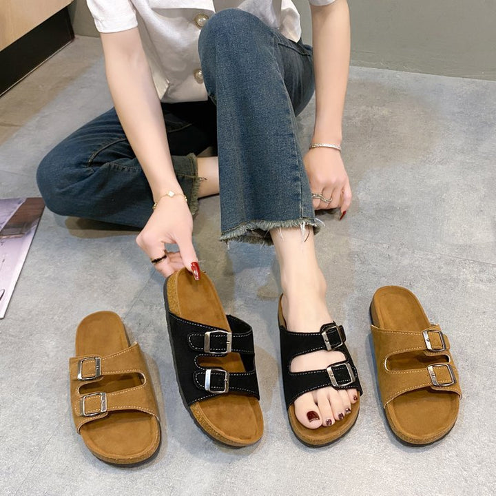 Dame komfortable toe-split sandaler med justerbare remme og ergonomisk fodseng Stilla