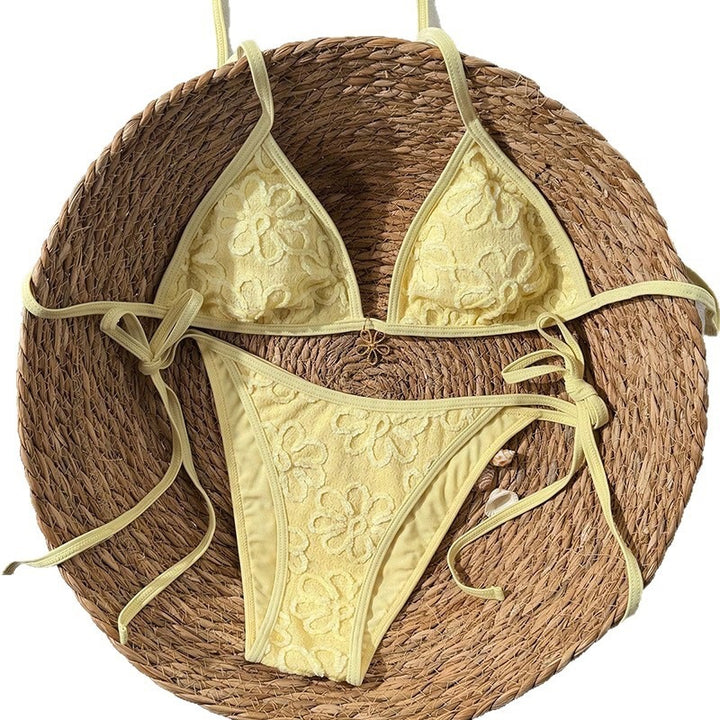 Dame Triangel-bikini med blomster 3D-mønster Skovae