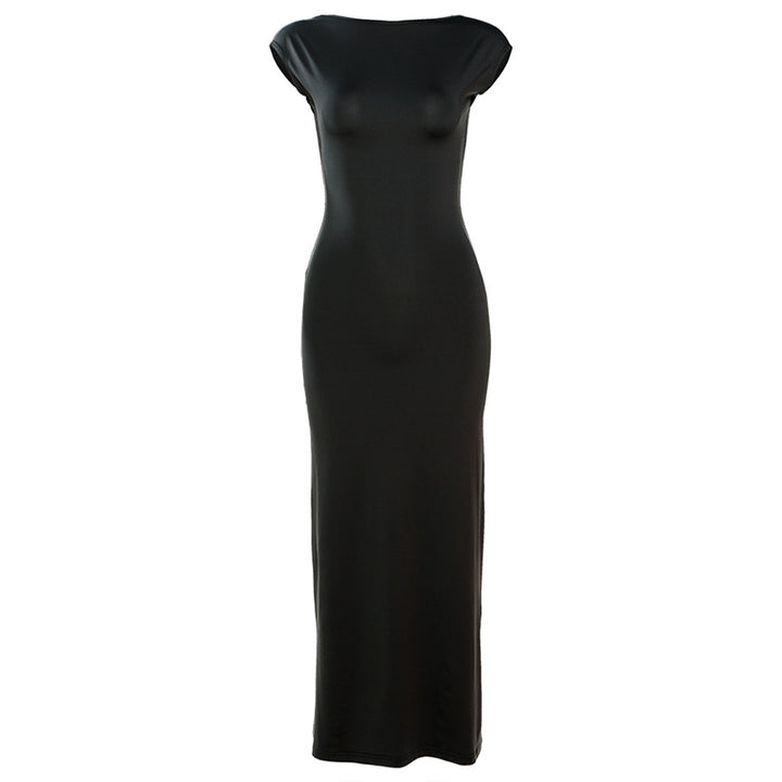 Dame Bodycon-Maxi-kjole med elegant rund halsudskæring og formerende stof Stilla