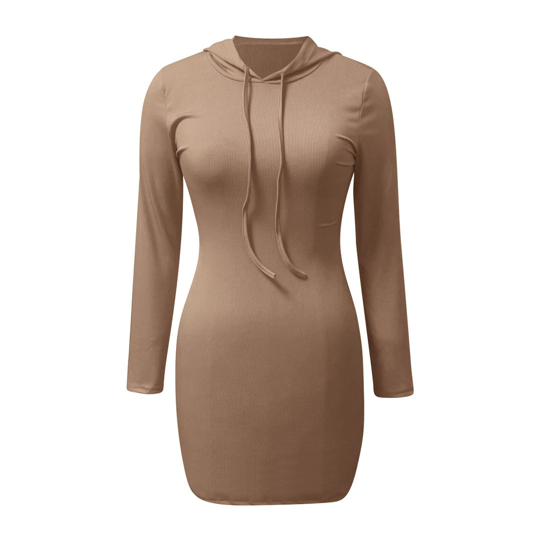 Stilla | Langærmet Bodycon Kjole Med Snor Og Hætte
