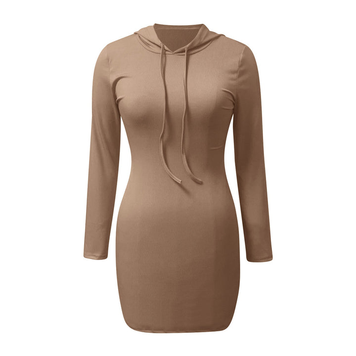 Stilla | Langærmet Bodycon Kjole Med Snor Og Hætte