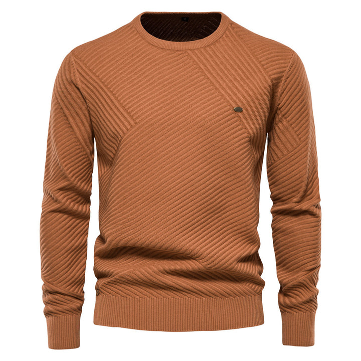 Herrer Rundhals Pullover med struktureret vaffelmønster Stilla