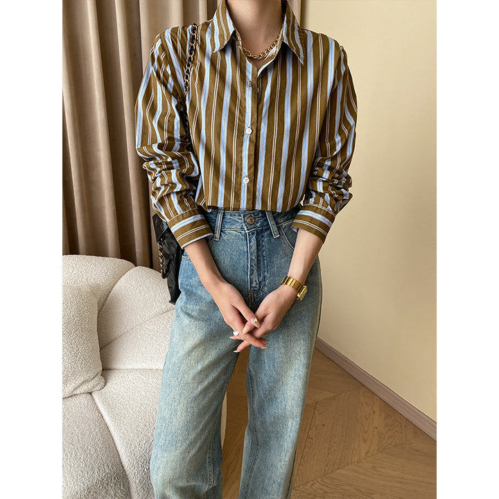Kvinders klassiske bluse med stribet design og moderne snit Stilla