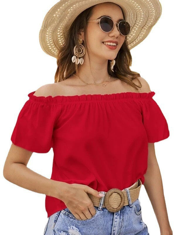Dame Off-Shoulder Ruffleskjorte Stilla