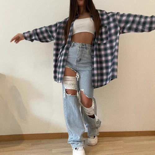 Dame Boyfriend Jeans i afslappet destroyed-look med lav talje Stilla