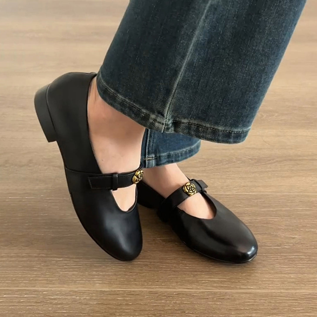 Dame Chic Mary Jane Ballerinas med dekorativ rem Stilla