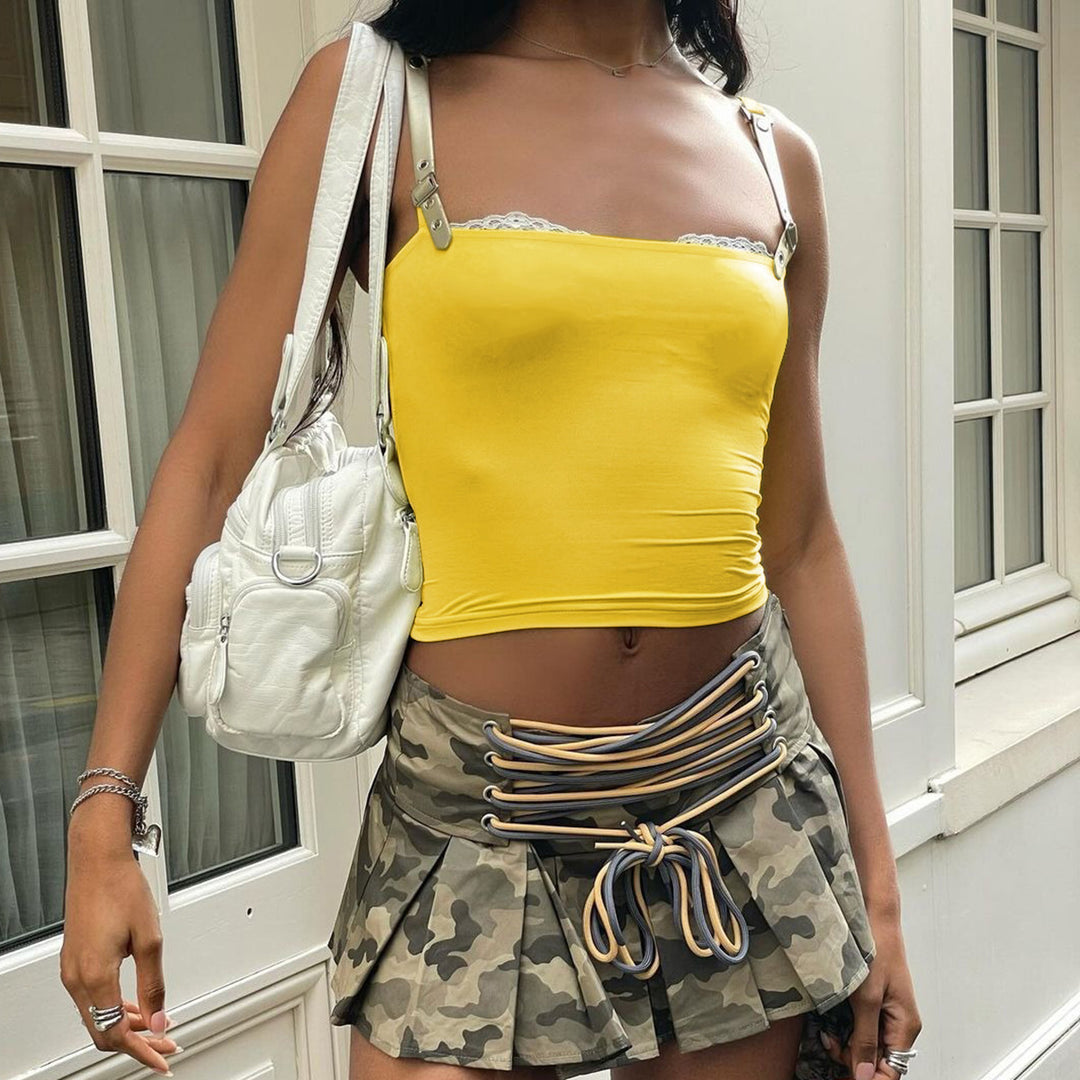 Dame Mode Crop-Top med dekorative skulderremme og materiale af høj kvalitet Stilla