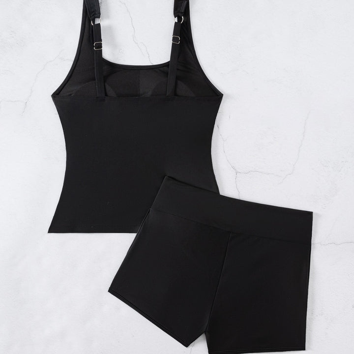 Dame Sporty Tankini-sæt med figursyet top og sporty shorts Stilla