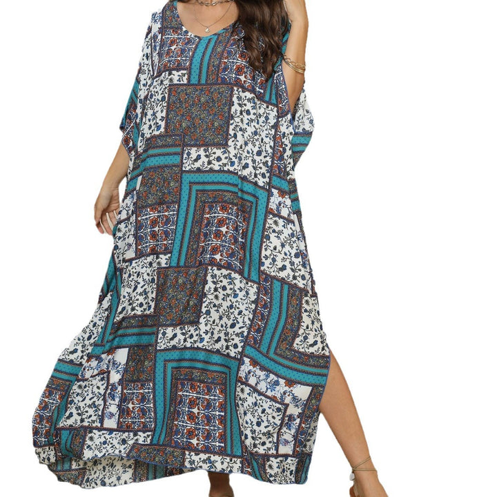 Dame Maxikjole med nostalgisk patchwork-design Stilla