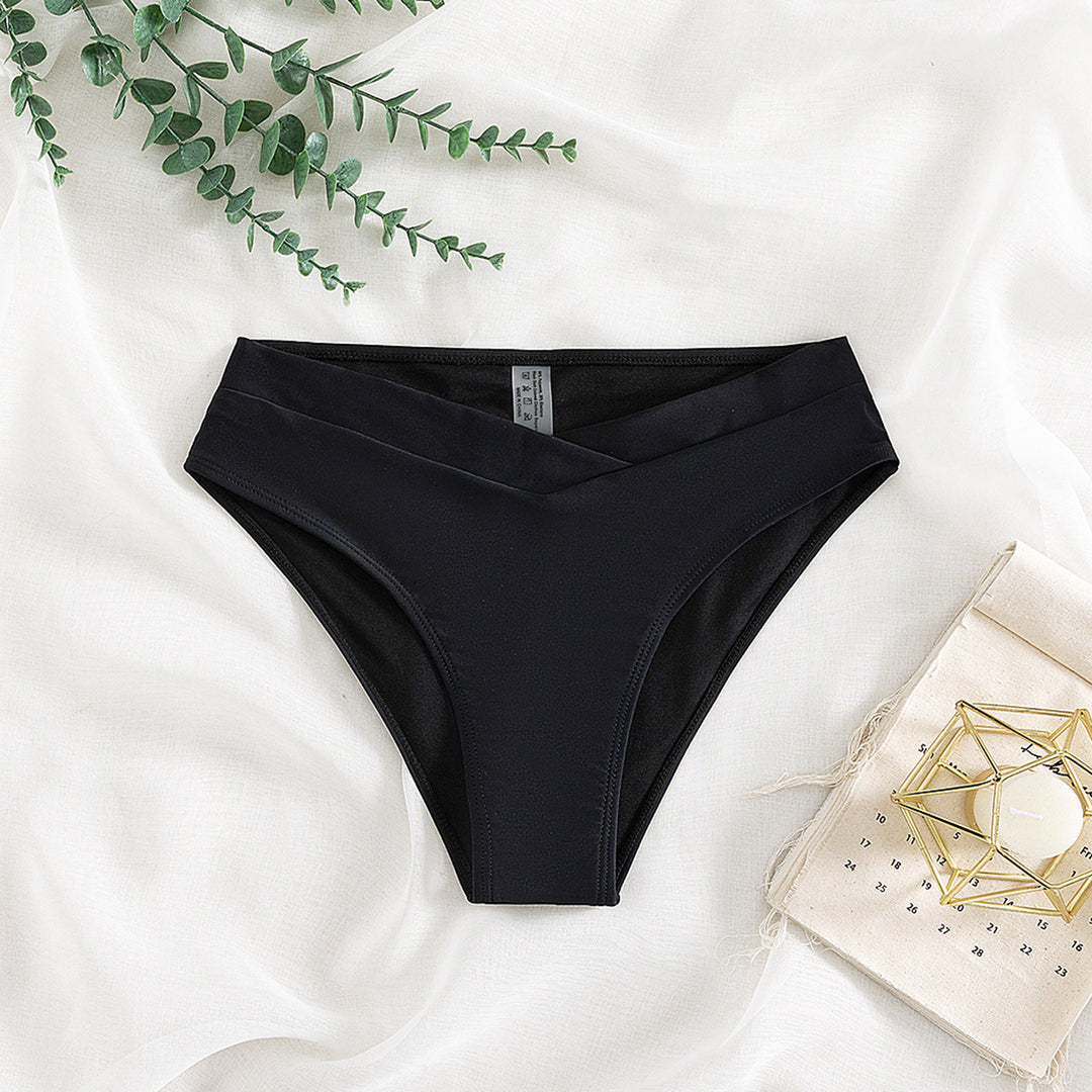 Damer højtaljet bikini-bund med trendy omslagsdesign Skovae