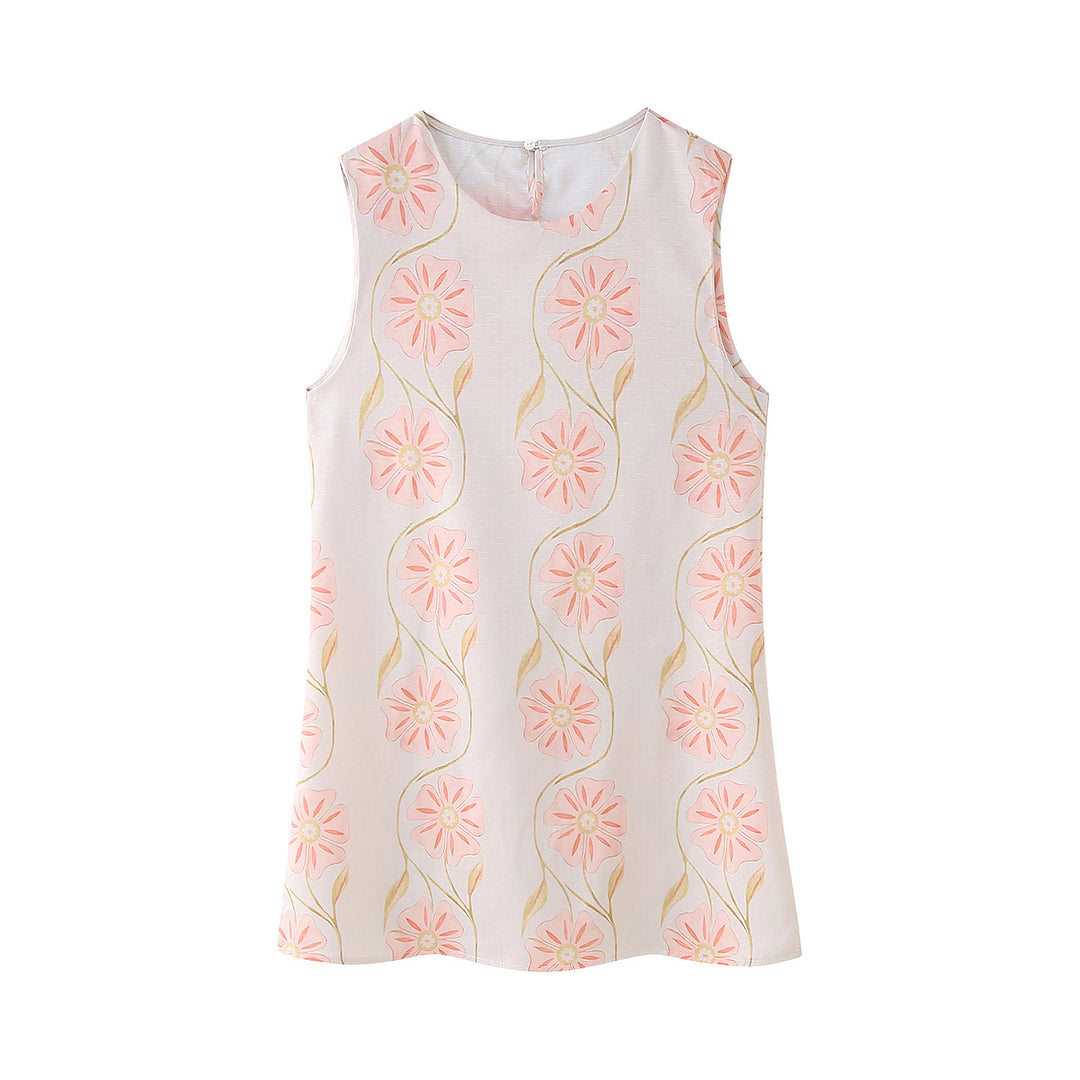 Femme Floral Broderet Ærmeløs Tunika-Top Stilla