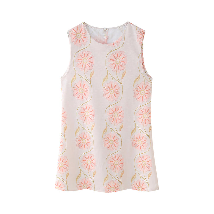 Femme Floral Broderet Ærmeløs Tunika-Top Stilla