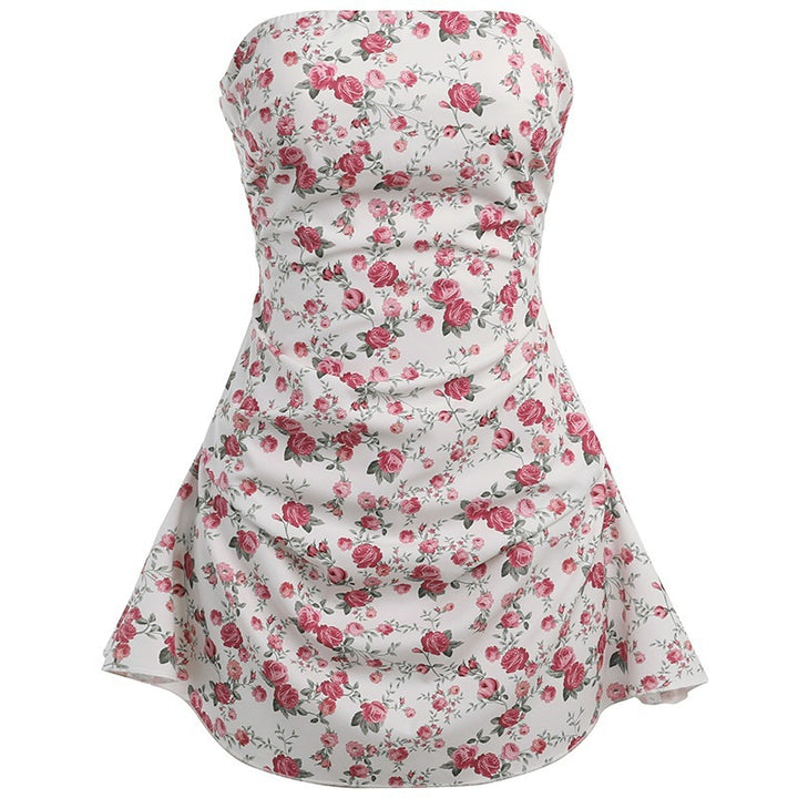 Dame Båndløs Floral Fit-and-Flare Mini Kjole Stilla