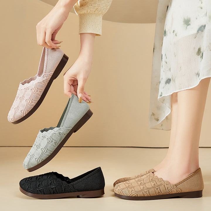 Dame Elegant Slip-On Ballerinaer med åndbar strikoverflade Stilla