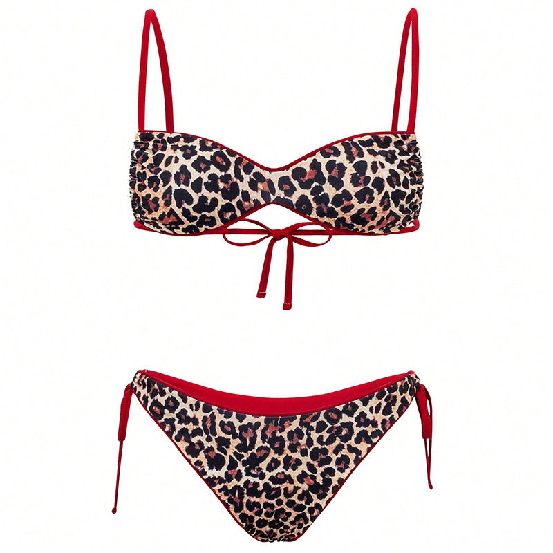 Dame Push-Up Bikini med elegant dyreprint og justerbare stropper Skovae