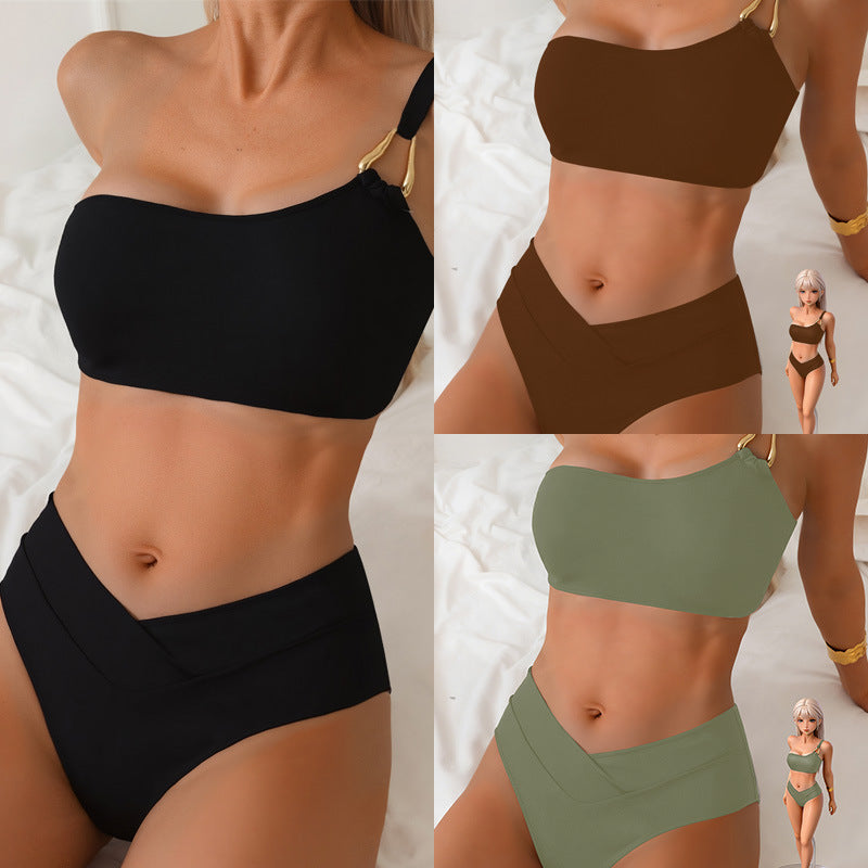 Dame Bikini-sæt med justerbar top og høj talje Skovae