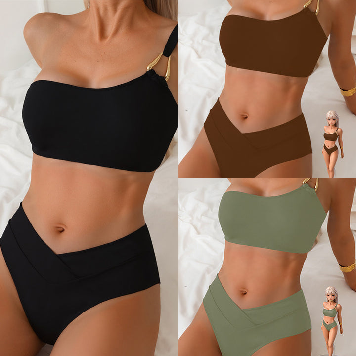 Dame Bikini-sæt med justerbar top og høj talje Skovae