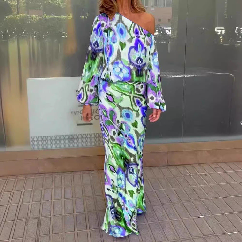 Dame Elegante Maxikjole med asymmetrisk snit og flydende stof Stilla