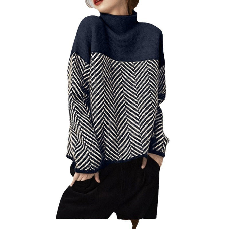 Femme fiskeebenstrik rullekravepullover Stilla