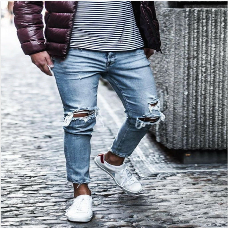 Herrer Revnet Denim Slim-Fit Jeans med modevask Stilla