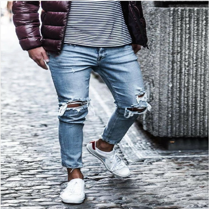 Herrer Revnet Denim Slim-Fit Jeans med modevask Stilla