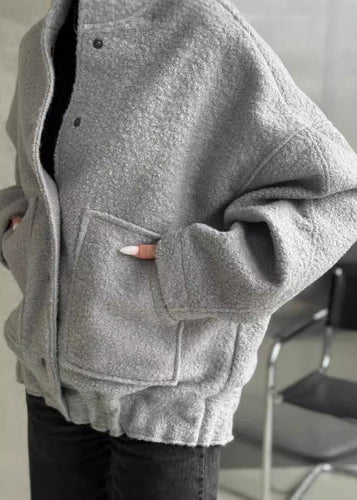 Stilla | Oversized Fleece Trykknapjakke