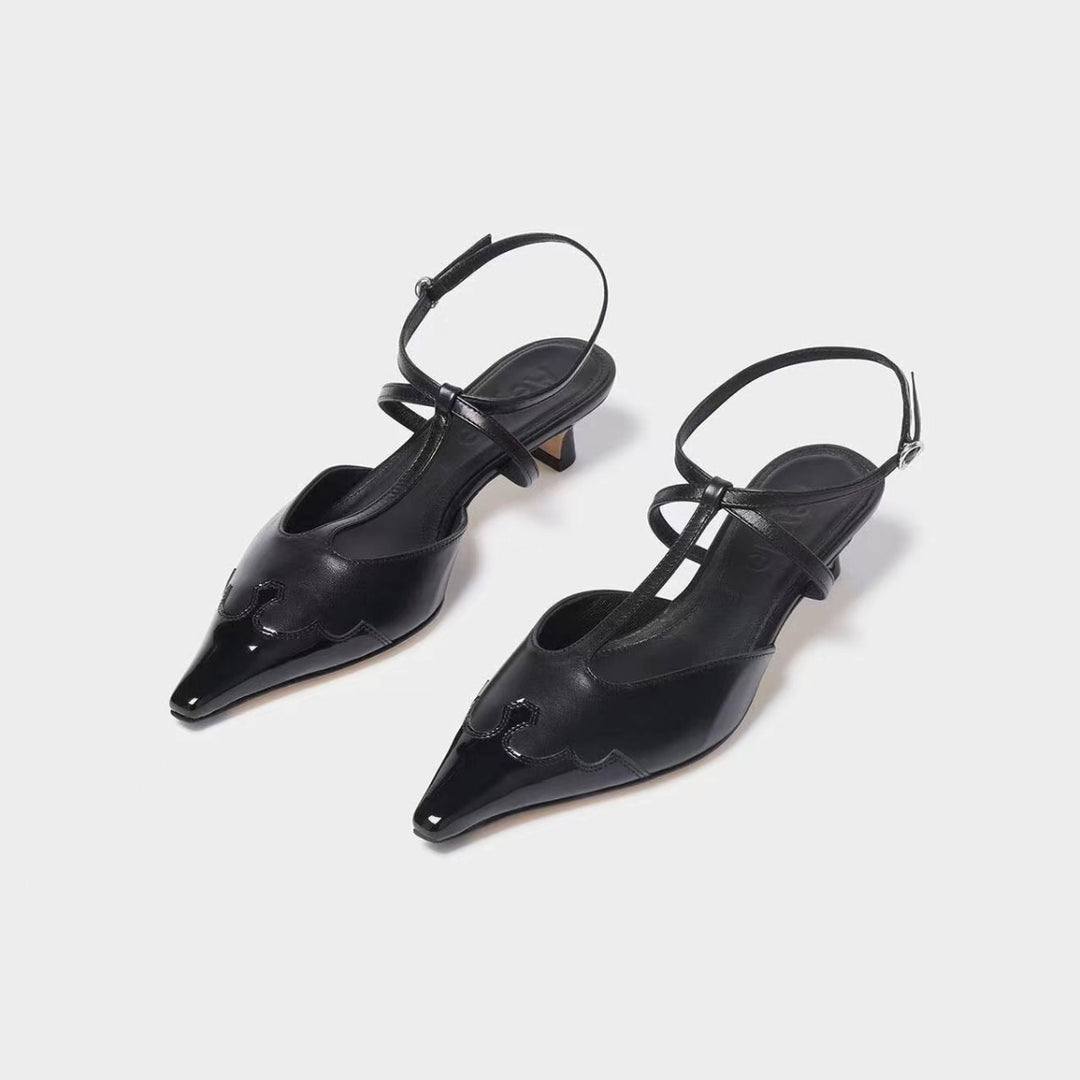 Femme Spids-tå Slingback Sko med kunstnerisk Udsnit-design Stilla
